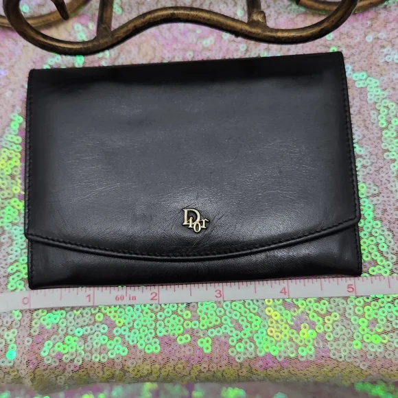 Christian Dior Black Leather Compact Wallet - Picture 12 of 13